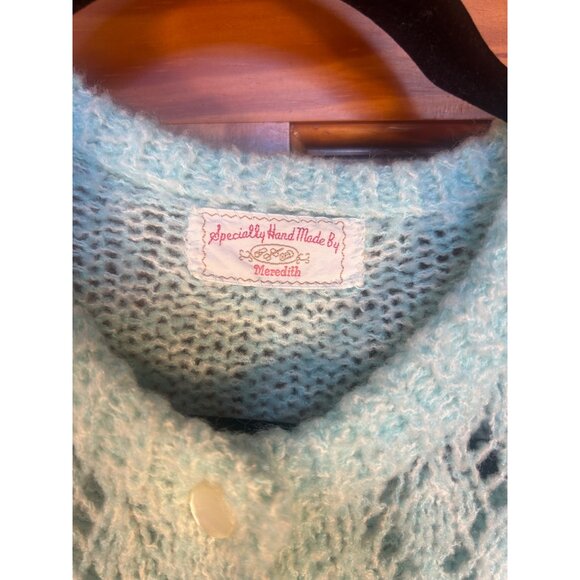 VTG Handmade  M (est) Cardigan Mint Green Button Front Cottage Core - Picture 5 of 7